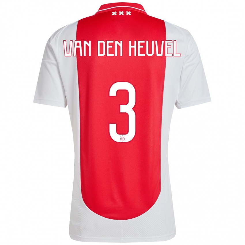 Femme Maillot Nino Van Den Heuvel #3 Rouge Blanc Tenues Domicile 2024/25 T-Shirt Suisse