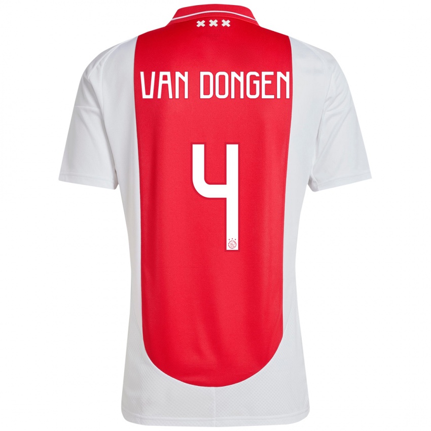 Femme Maillot Bram Van Dongen #4 Rouge Blanc Tenues Domicile 2024/25 T-Shirt Suisse