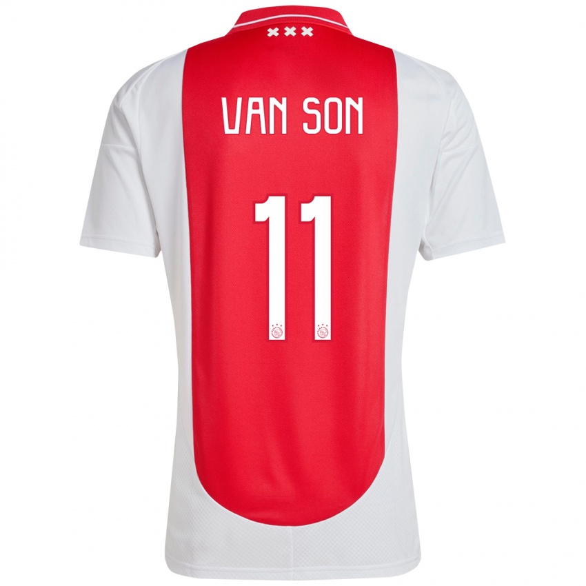 Femme Maillot Daniël Van Son #11 Rouge Blanc Tenues Domicile 2024/25 T-Shirt Suisse