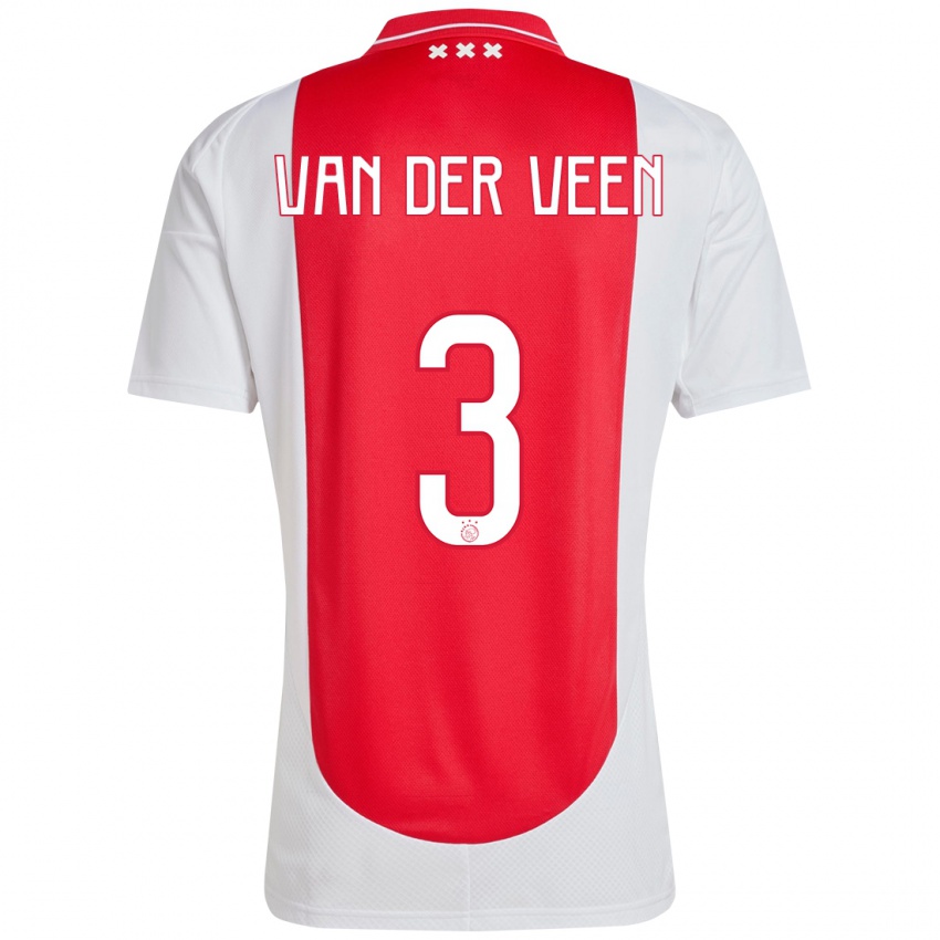 Femme Maillot Roos Van Der Veen #3 Rouge Blanc Tenues Domicile 2024/25 T-Shirt Suisse