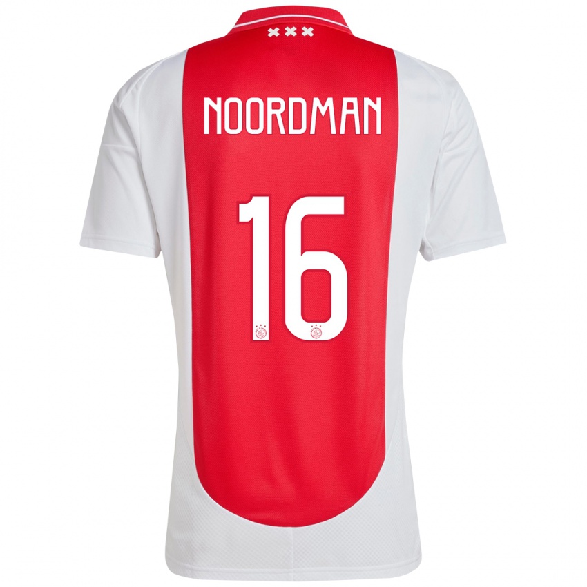 Femme Maillot Danique Noordman #16 Rouge Blanc Tenues Domicile 2024/25 T-Shirt Suisse