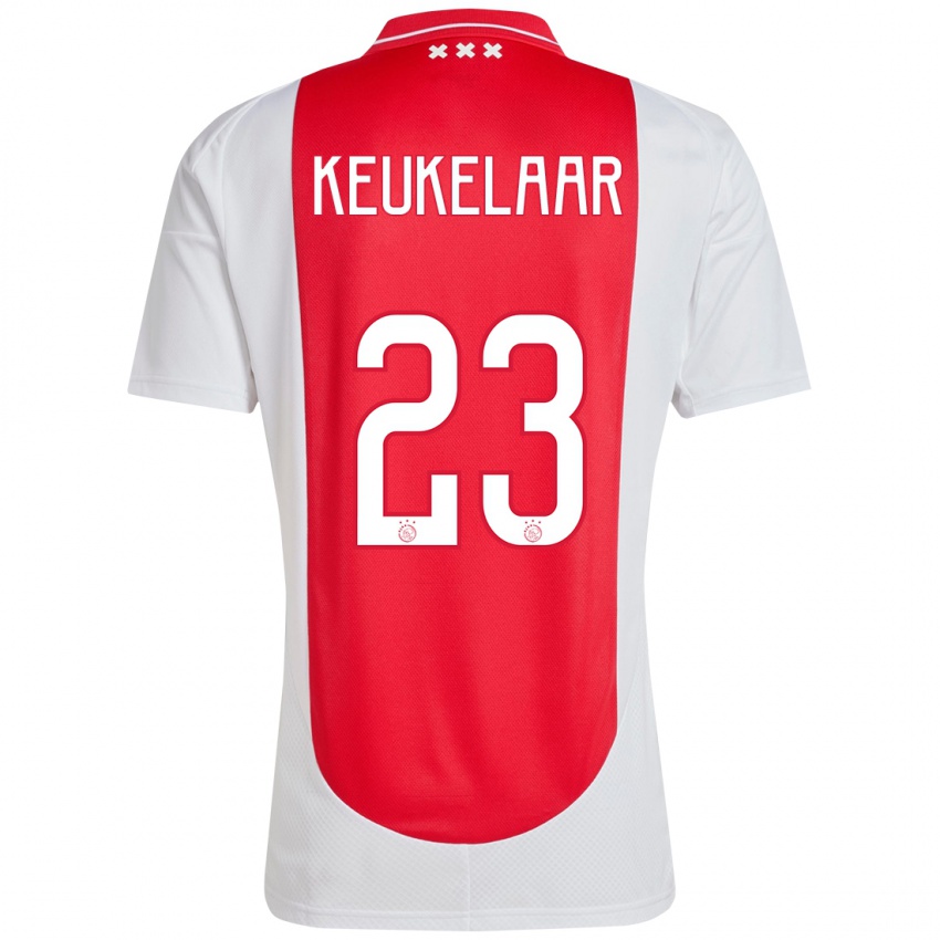 Femme Maillot Lotte Keukelaar #23 Rouge Blanc Tenues Domicile 2024/25 T-Shirt Suisse