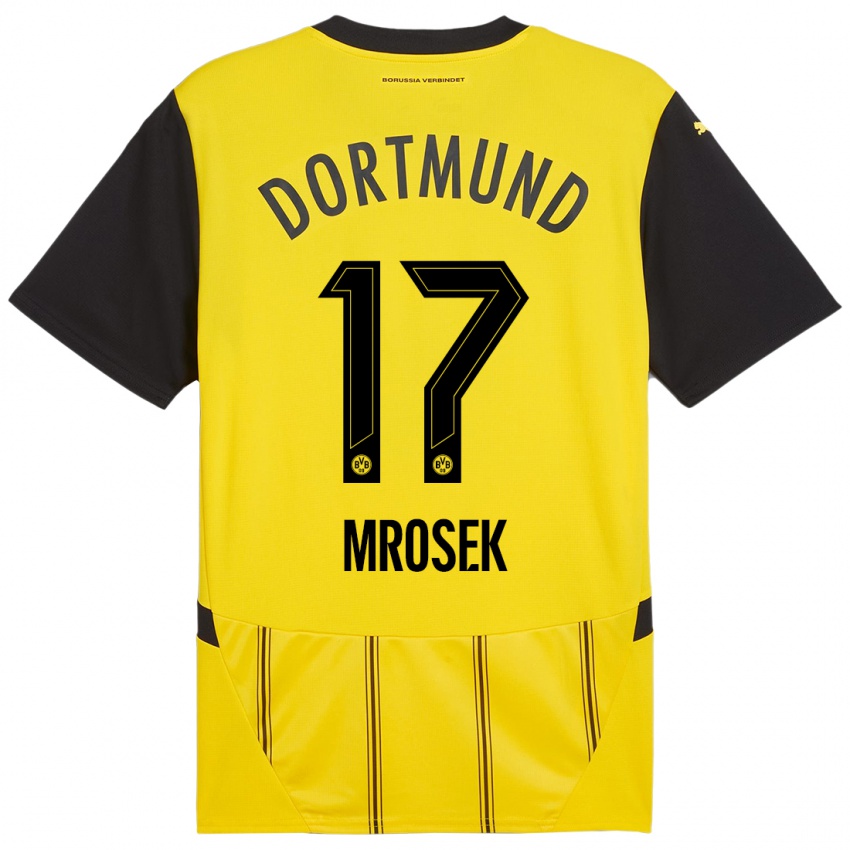 Damen Noah Mrosek #17 Gelb Schwarz Heimtrikot Trikot 2024/25 T-Shirt Schweiz