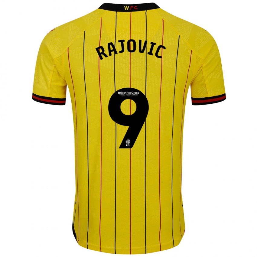 Femme Maillot Mileta Rajovic #9 Jaune Et Noir Tenues Domicile 2024/25 T-Shirt Suisse