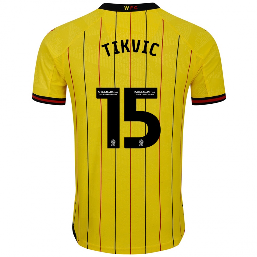 Femme Maillot Antonio Tikvic #15 Jaune Et Noir Tenues Domicile 2024/25 T-Shirt Suisse