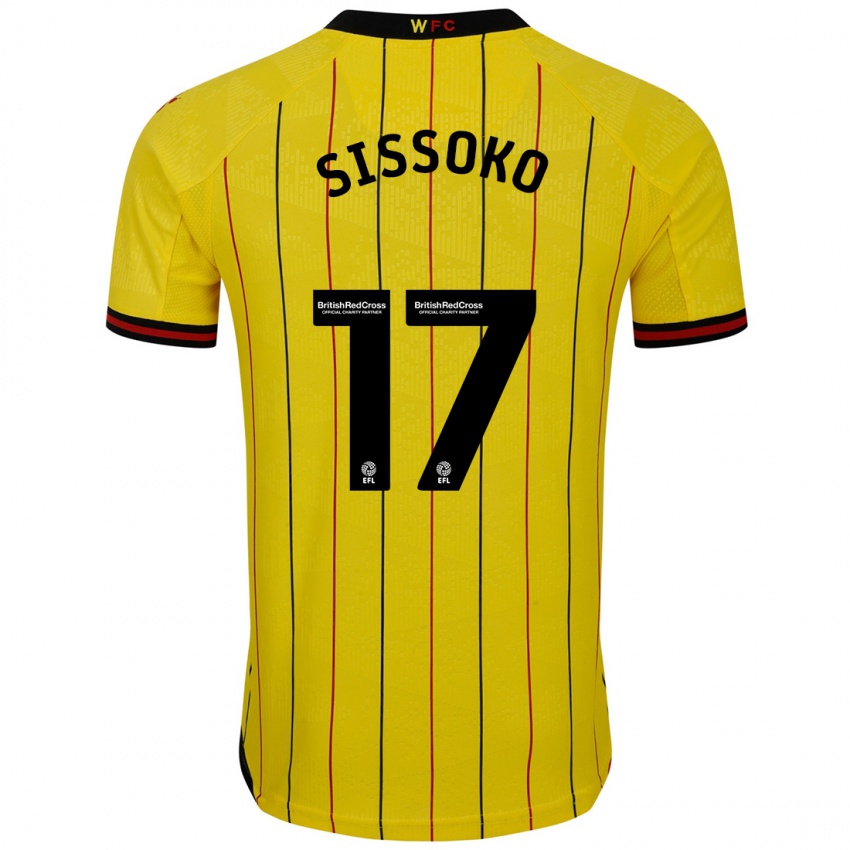 Femme Maillot Moussa Sissoko #17 Jaune Et Noir Tenues Domicile 2024/25 T-Shirt Suisse