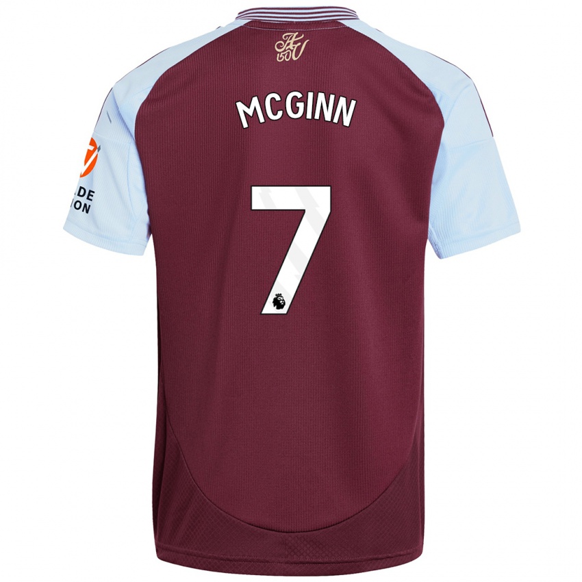 Femme Maillot John Mcginn #7 Bordeaux Bleu Ciel Tenues Domicile 2024/25 T-Shirt Suisse