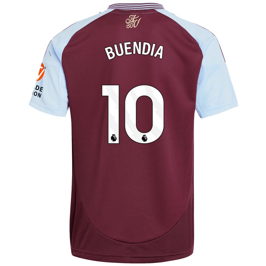 Femme Maillot Emiliano Buendia #10 Bordeaux Bleu Ciel Tenues Domicile 2024/25 T-Shirt Suisse