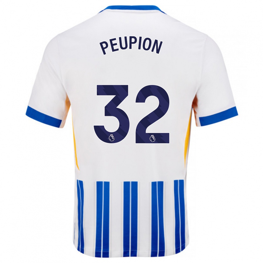 Femme Maillot Cameron Peupion #32 Blanc Bleu À Rayures Fines Tenues Domicile 2024/25 T-Shirt Suisse