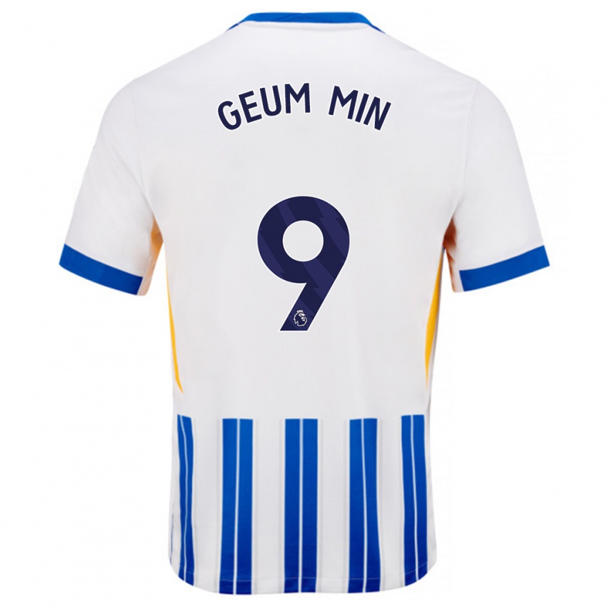 Femme Maillot Lee Geum-Min #9 Blanc Bleu À Rayures Fines Tenues Domicile 2024/25 T-Shirt Suisse