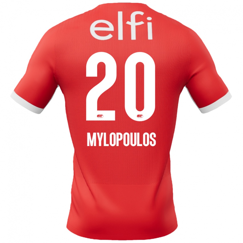 Damen Marios Mylopoulos #20 Rot Weiß Heimtrikot Trikot 2024/25 T-Shirt Schweiz