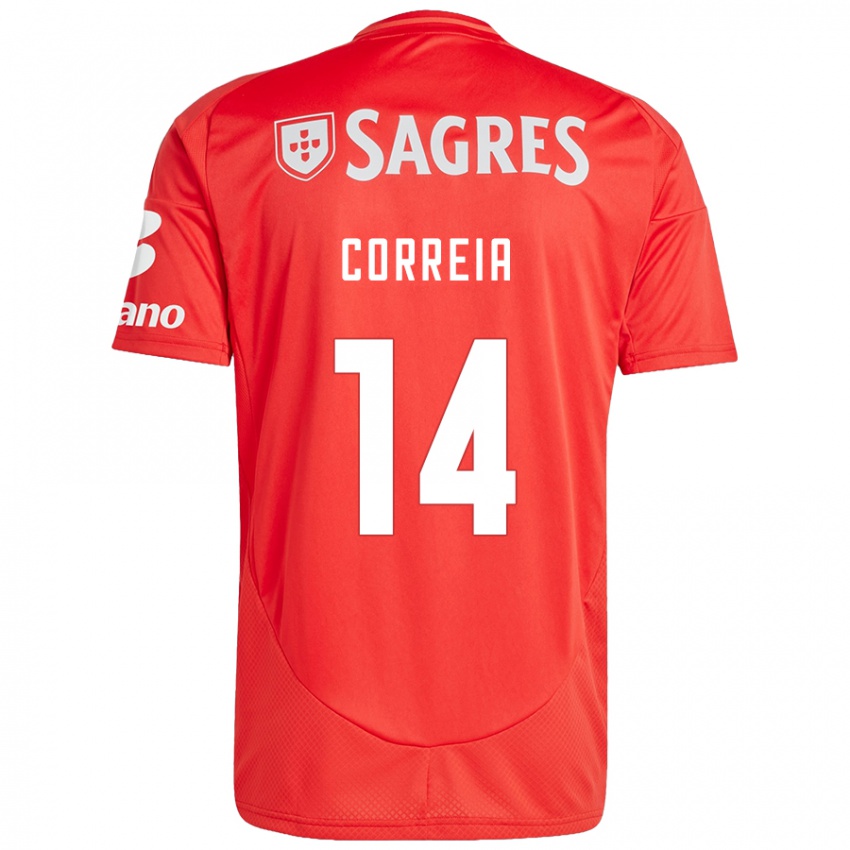 Femme Maillot Carolina Correia #14 Rouge Blanc Tenues Domicile 2024/25 T-Shirt Suisse