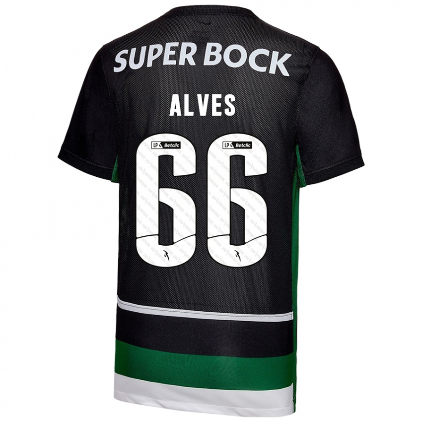 Femme Maillot Miguel Alves #66 Noir Blanc Vert Tenues Domicile 2024/25 T-Shirt Suisse