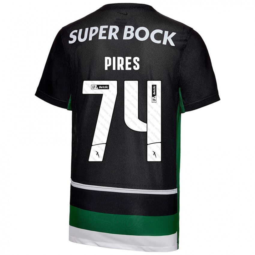 Femme Maillot Guilherme Pires #74 Noir Blanc Vert Tenues Domicile 2024/25 T-Shirt Suisse