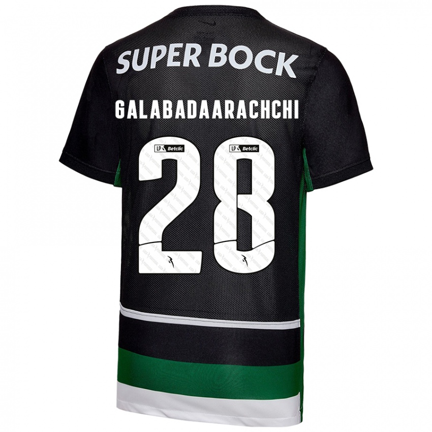 Femme Maillot Jacinta Galabadaarachchi #28 Noir Blanc Vert Tenues Domicile 2024/25 T-Shirt Suisse