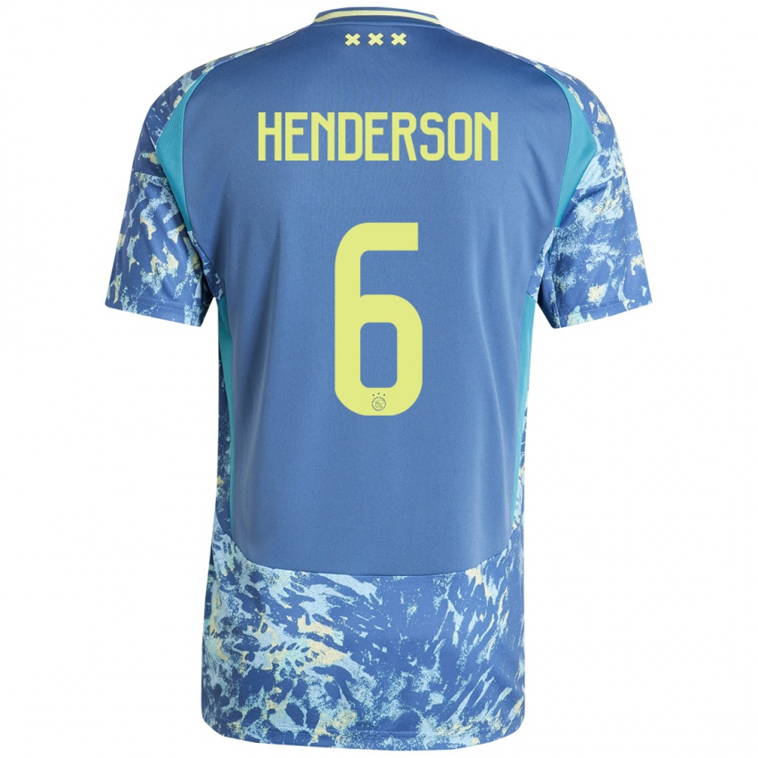 Femme Maillot Jordan Henderson #6 Gris Bleu Jaune Tenues Extérieur 2024/25 T-Shirt Suisse