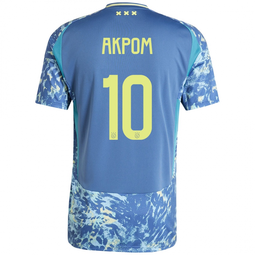 Femme Maillot Chuba Akpom #10 Gris Bleu Jaune Tenues Extérieur 2024/25 T-Shirt Suisse