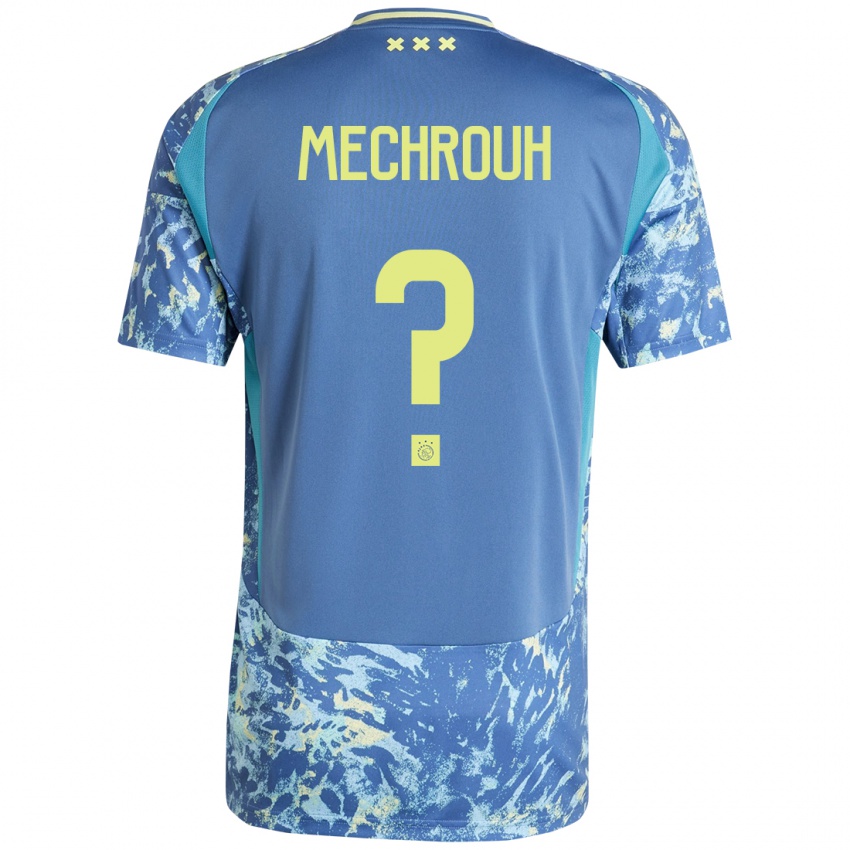 Femme Maillot Elias Mechrouh #0 Gris Bleu Jaune Tenues Extérieur 2024/25 T-Shirt Suisse