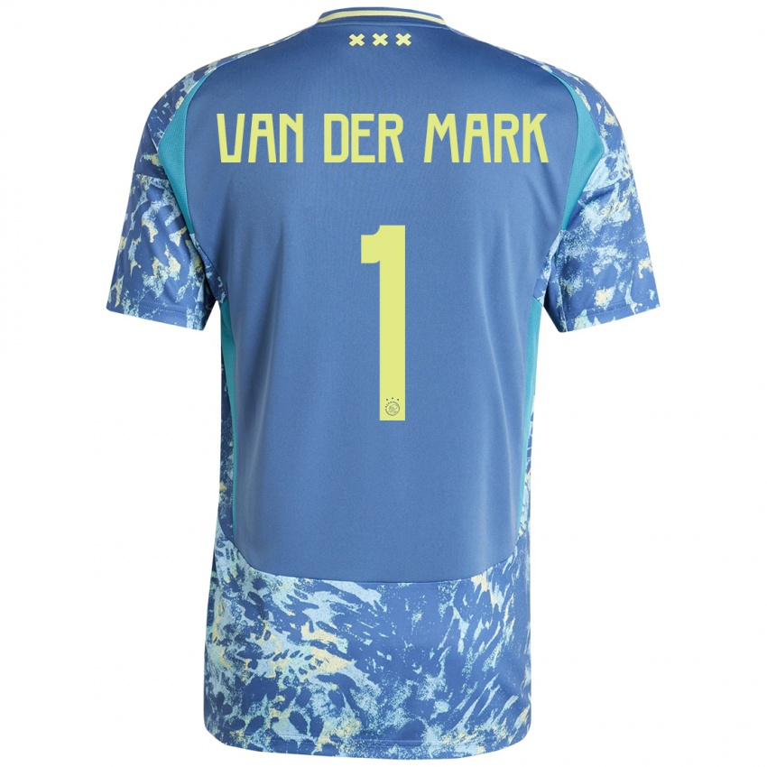 Femme Maillot Jesper Van Der Mark #1 Gris Bleu Jaune Tenues Extérieur 2024/25 T-Shirt Suisse