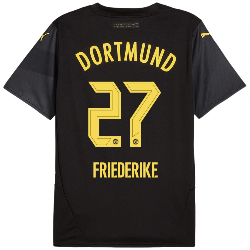 Femme Maillot Burczik Friederike #27 Noir Jaune Tenues Extérieur 2024/25 T-Shirt Suisse