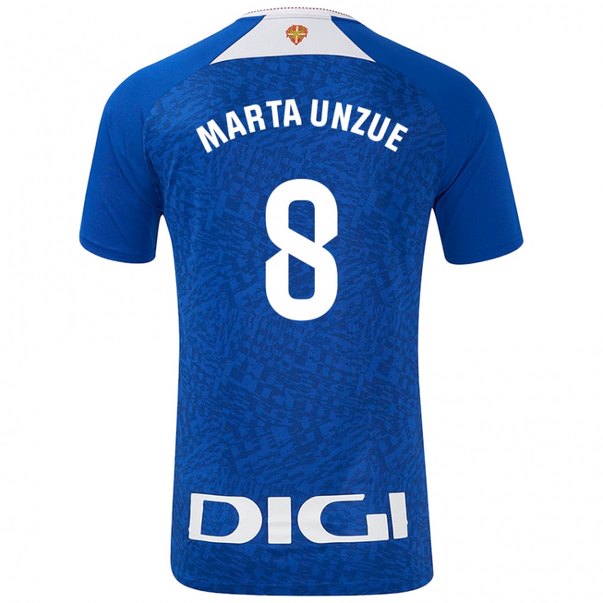 Femme Maillot Marta Unzué Urdániz #8 Bleu Roi Tenues Extérieur 2024/25 T-Shirt Suisse