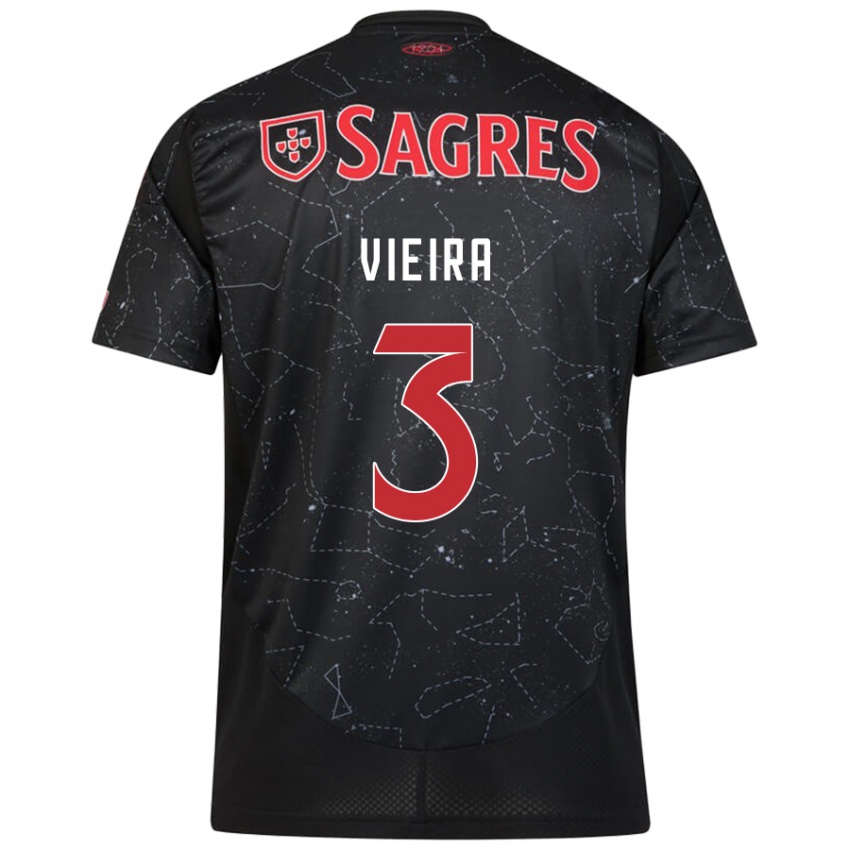 Damen Miguel Vieira #3 Schwarz Rot Auswärtstrikot Trikot 2024/25 T-Shirt Schweiz