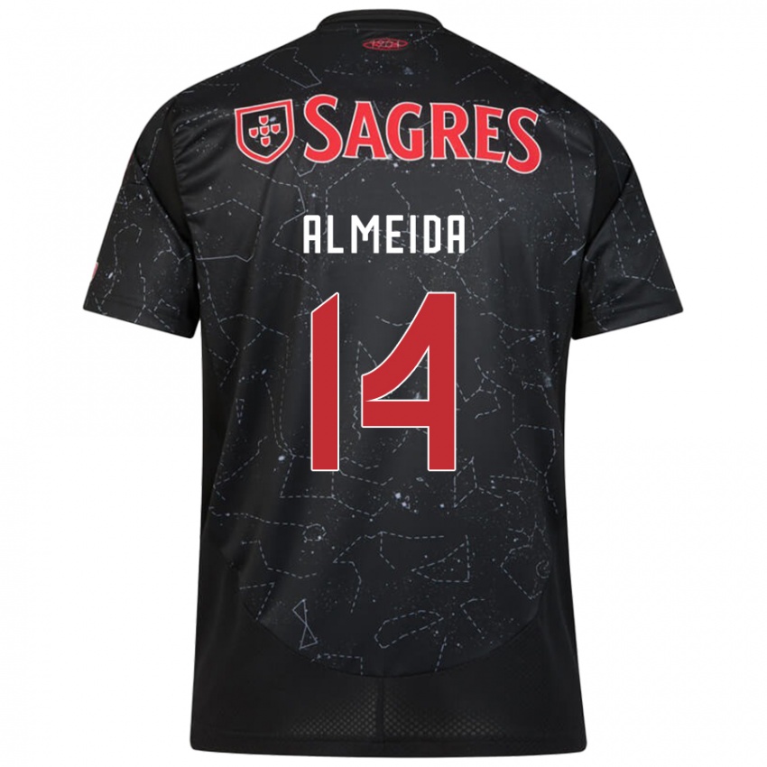 Damen Letícia Almeida #14 Schwarz Rot Auswärtstrikot Trikot 2024/25 T-Shirt Schweiz