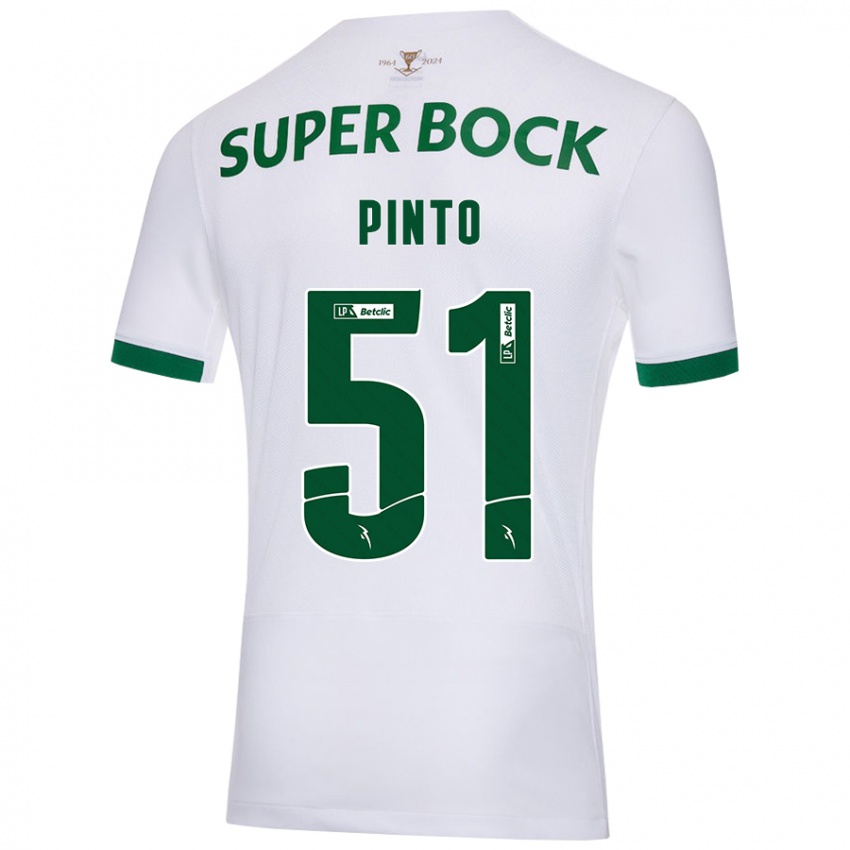 Femme Maillot Diogo Pinto #51 Blanc Vert Tenues Extérieur 2024/25 T-Shirt Suisse