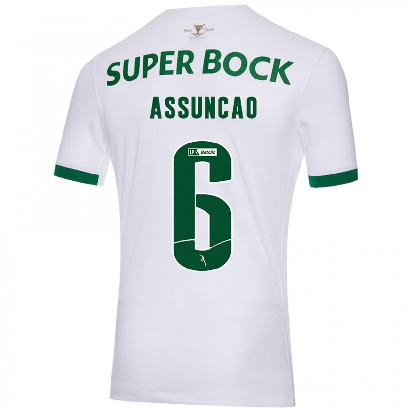 Femme Maillot João Assunção #6 Blanc Vert Tenues Extérieur 2024/25 T-Shirt Suisse