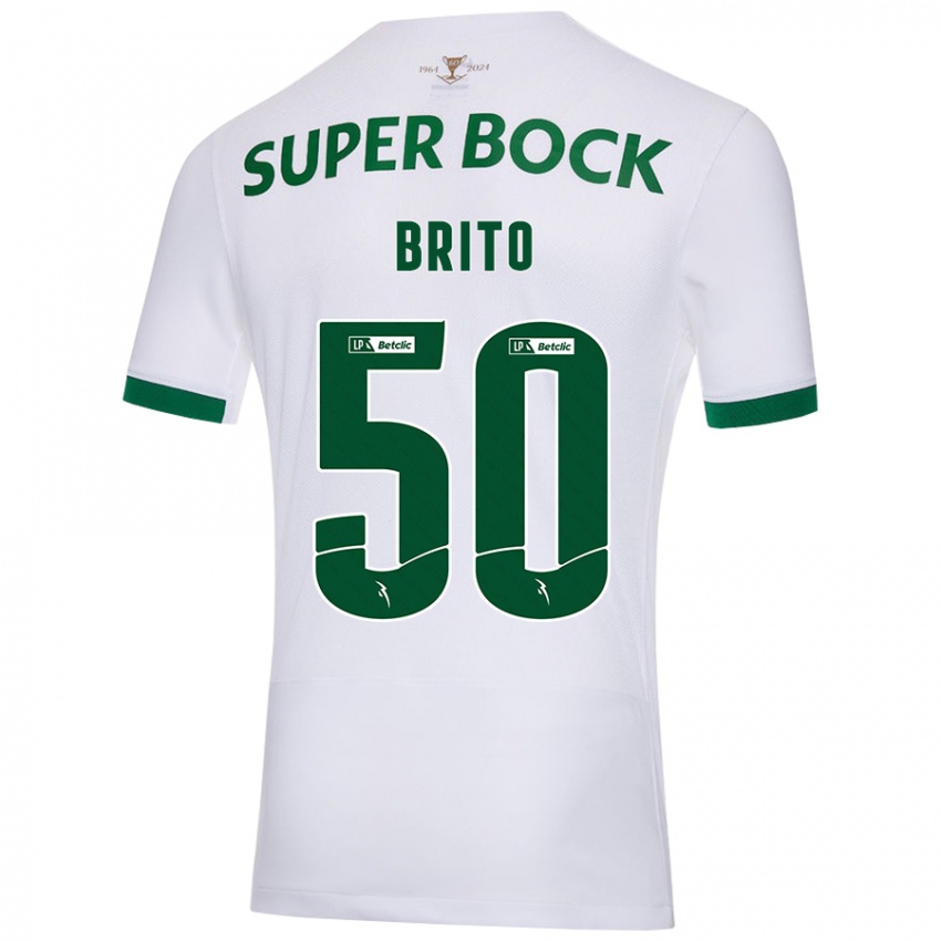 Femme Maillot Alexandre Brito #50 Blanc Vert Tenues Extérieur 2024/25 T-Shirt Suisse