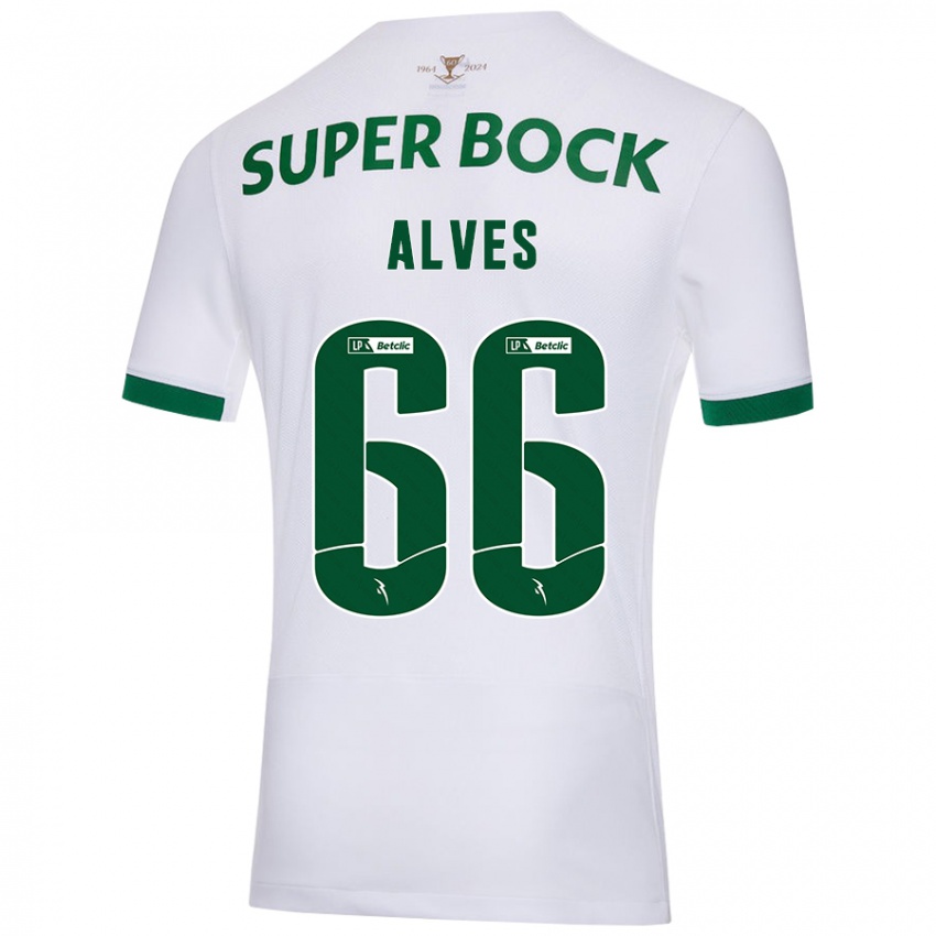 Femme Maillot Miguel Alves #66 Blanc Vert Tenues Extérieur 2024/25 T-Shirt Suisse