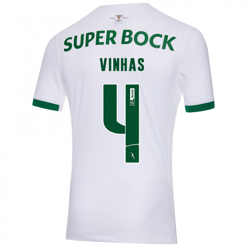 Femme Maillot Gabriela Vinhas #4 Blanc Vert Tenues Extérieur 2024/25 T-Shirt Suisse