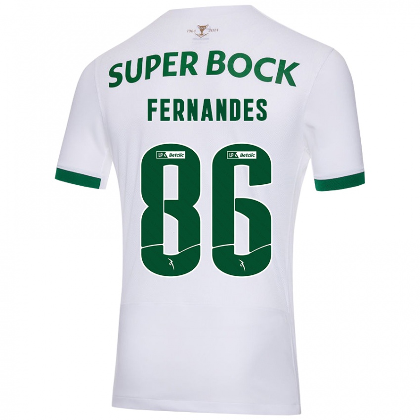 Femme Maillot Emanuel Fernandes #86 Blanc Vert Tenues Extérieur 2024/25 T-Shirt Suisse