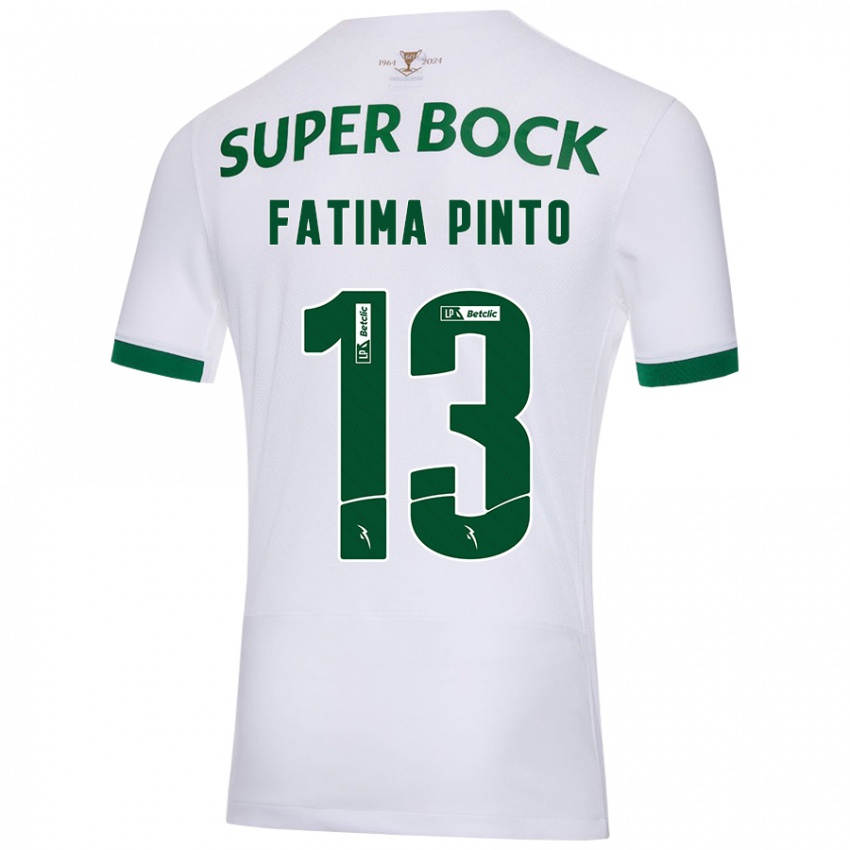 Femme Maillot Fátima Alexandra Figueira Pinto #13 Blanc Vert Tenues Extérieur 2024/25 T-Shirt Suisse