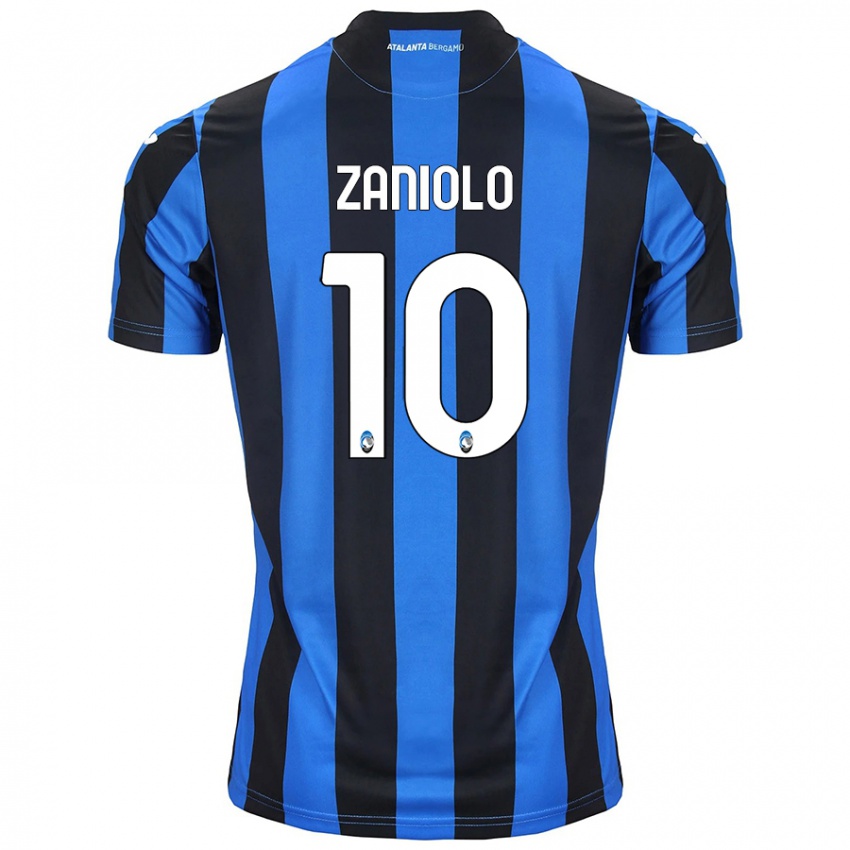 Kinder Nicolo Zaniolo #10 Blau Schwarz Heimtrikot Trikot 2024/25 T-Shirt Schweiz