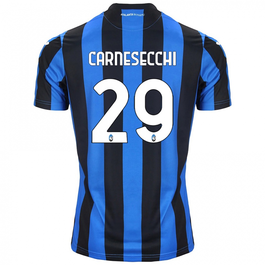 Kinder Marco Carnesecchi #29 Blau Schwarz Heimtrikot Trikot 2024/25 T-Shirt Schweiz