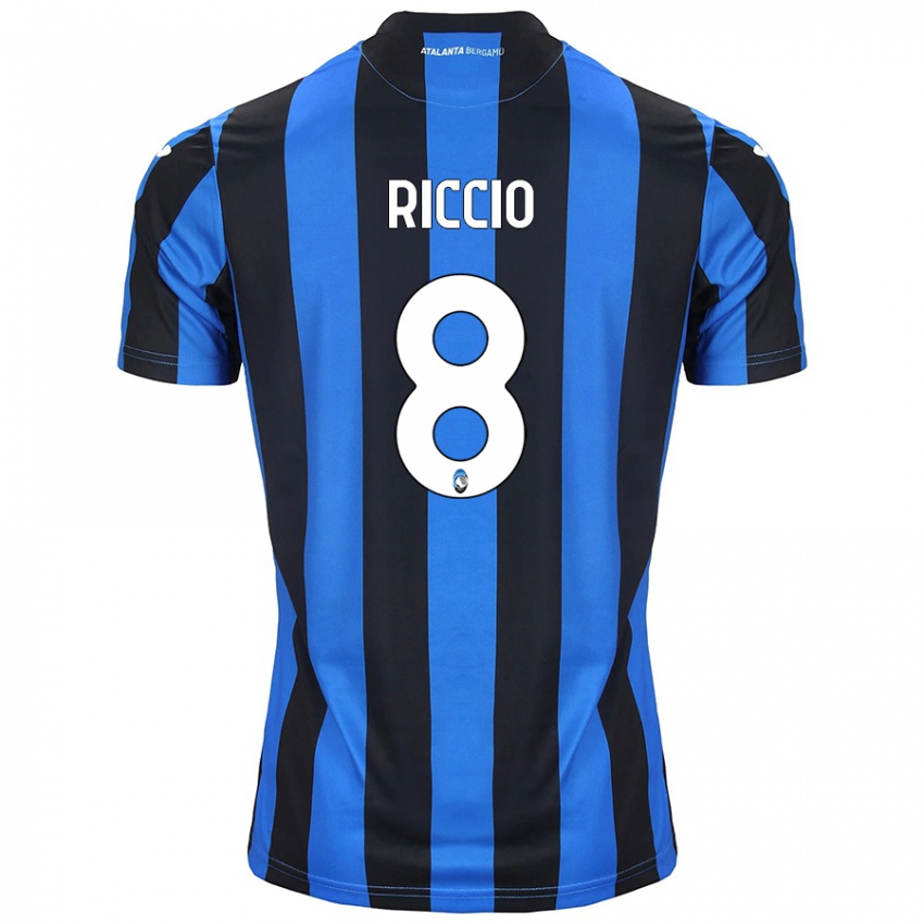 Kinder Lorenzo Riccio #8 Blau Schwarz Heimtrikot Trikot 2024/25 T-Shirt Schweiz