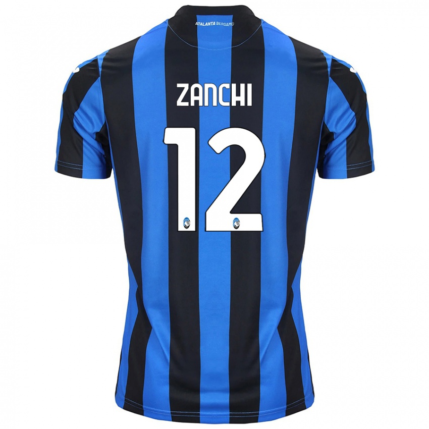 Kinder Edoardo Zanchi #12 Blau Schwarz Heimtrikot Trikot 2024/25 T-Shirt Schweiz