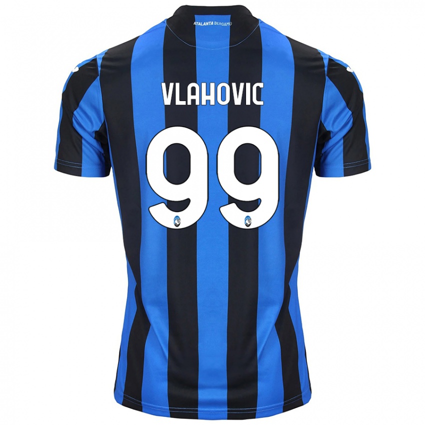 Kinder Vanja Vlahovic #99 Blau Schwarz Heimtrikot Trikot 2024/25 T-Shirt Schweiz