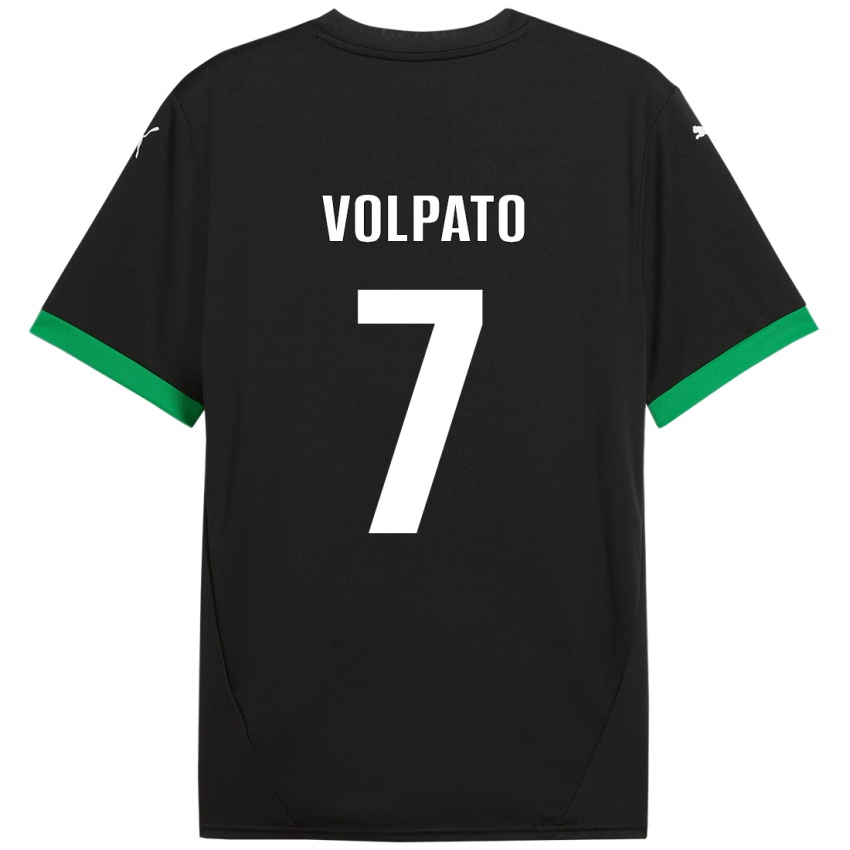 Enfant Maillot Cristian Volpato #7 Noir Vert Foncé Tenues Domicile 2024/25 T-Shirt Suisse