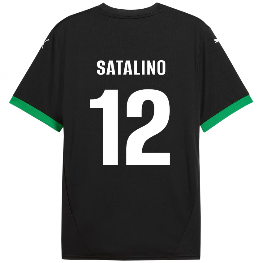 Kinder Giacomo Satalino #12 Schwarz Dunkelgrün Heimtrikot Trikot 2024/25 T-Shirt Schweiz