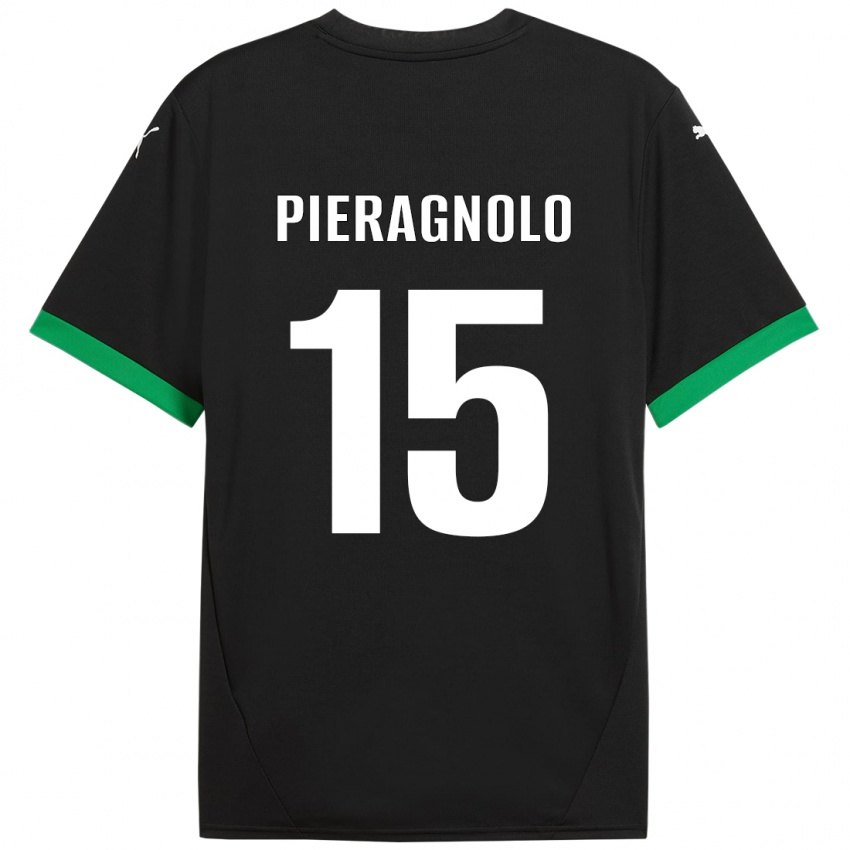 Enfant Maillot Edoardo Pieragnolo #15 Noir Vert Foncé Tenues Domicile 2024/25 T-Shirt Suisse