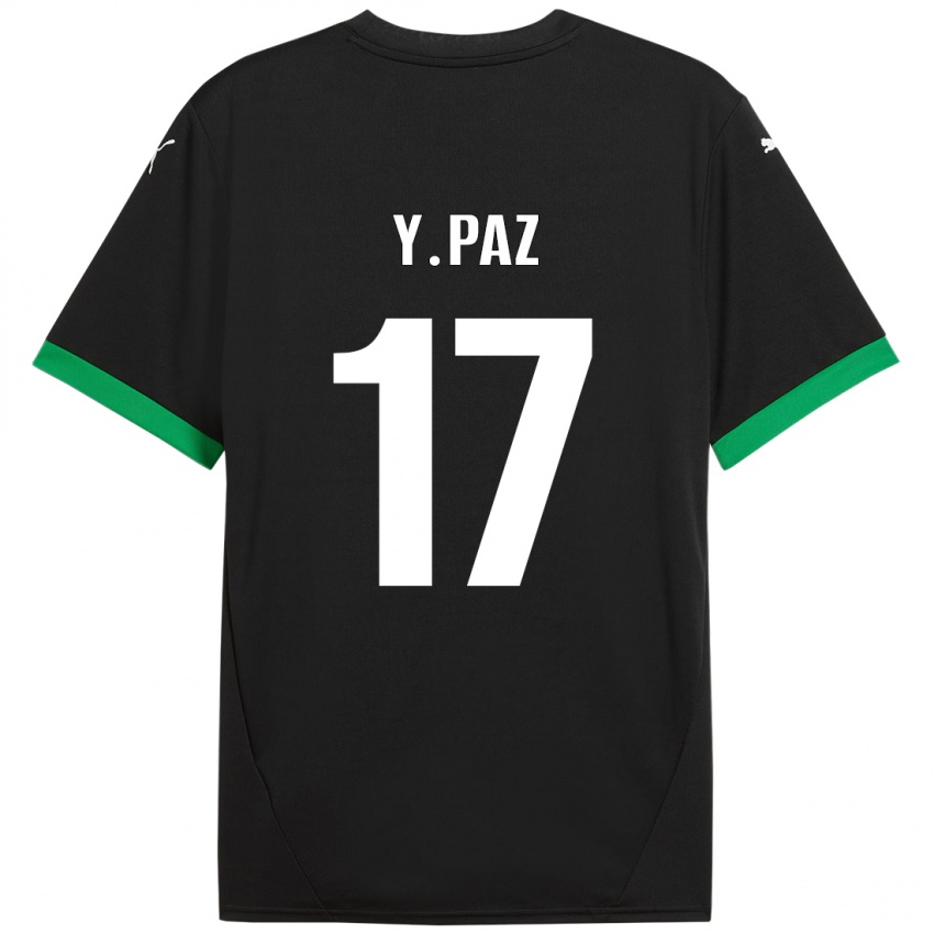 Enfant Maillot Yeferson Paz #17 Noir Vert Foncé Tenues Domicile 2024/25 T-Shirt Suisse