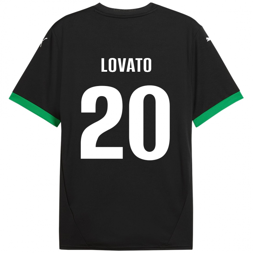 Enfant Maillot Matteo Lovato #20 Noir Vert Foncé Tenues Domicile 2024/25 T-Shirt Suisse