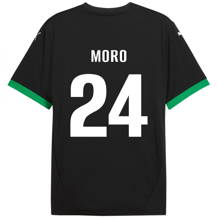 Enfant Maillot Luca Moro #24 Noir Vert Foncé Tenues Domicile 2024/25 T-Shirt Suisse