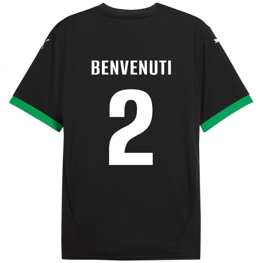 Enfant Maillot Giacomo Benvenuti #2 Noir Vert Foncé Tenues Domicile 2024/25 T-Shirt Suisse