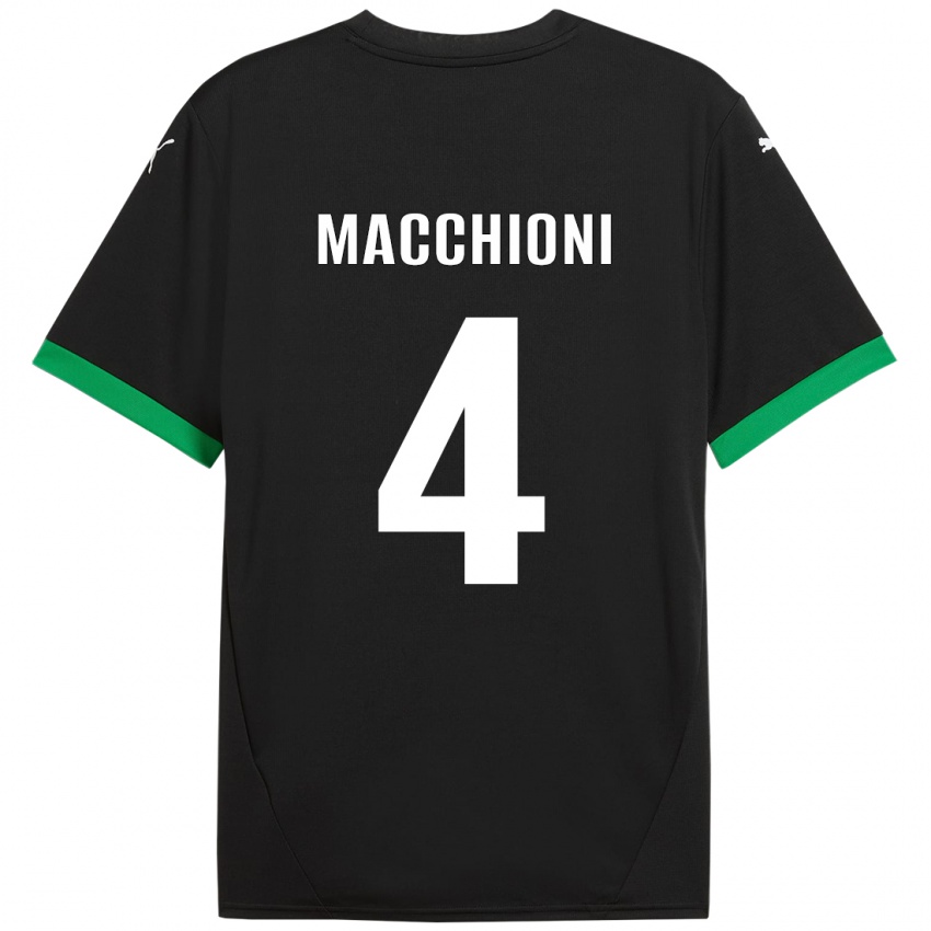 Enfant Maillot Tommaso Macchioni #4 Noir Vert Foncé Tenues Domicile 2024/25 T-Shirt Suisse