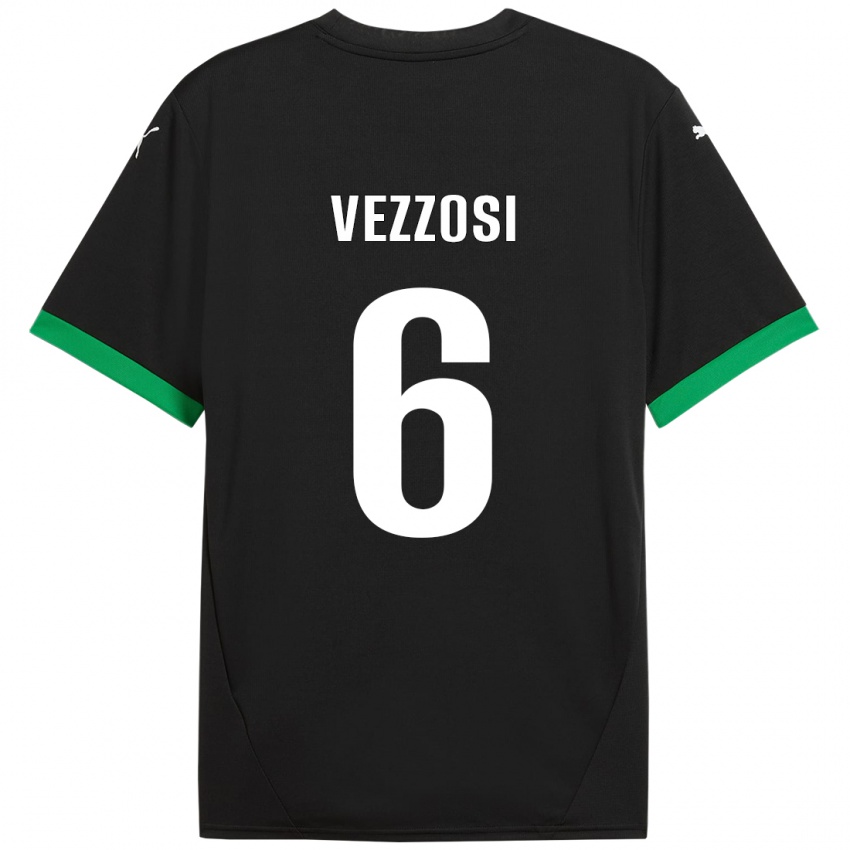 Enfant Maillot Giorgio Vezzosi #6 Noir Vert Foncé Tenues Domicile 2024/25 T-Shirt Suisse