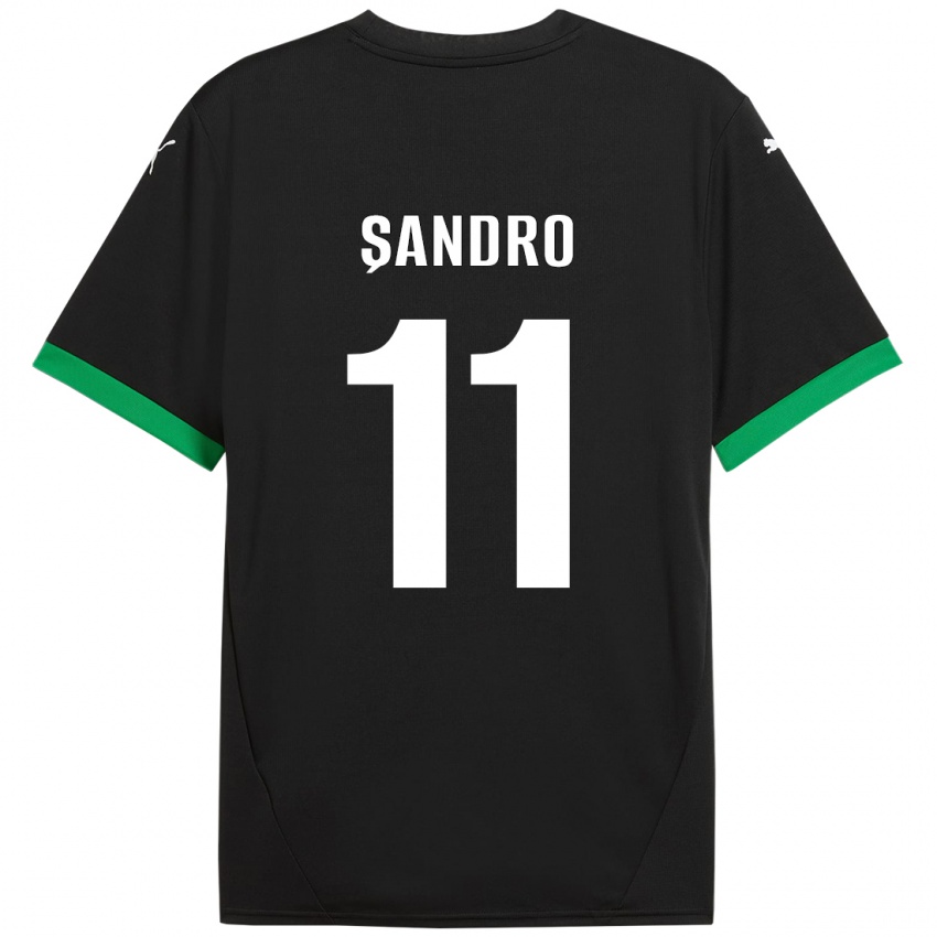 Enfant Maillot Denis Șandro #11 Noir Vert Foncé Tenues Domicile 2024/25 T-Shirt Suisse