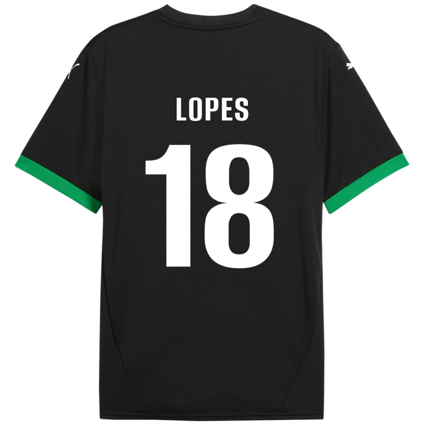 Enfant Maillot Emerick Lopes #18 Noir Vert Foncé Tenues Domicile 2024/25 T-Shirt Suisse